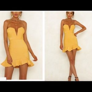 Hello molly yellow strapless dress